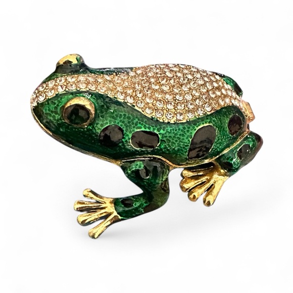 NIB Green and Gold Frog trinket box - Picture 3 of 4